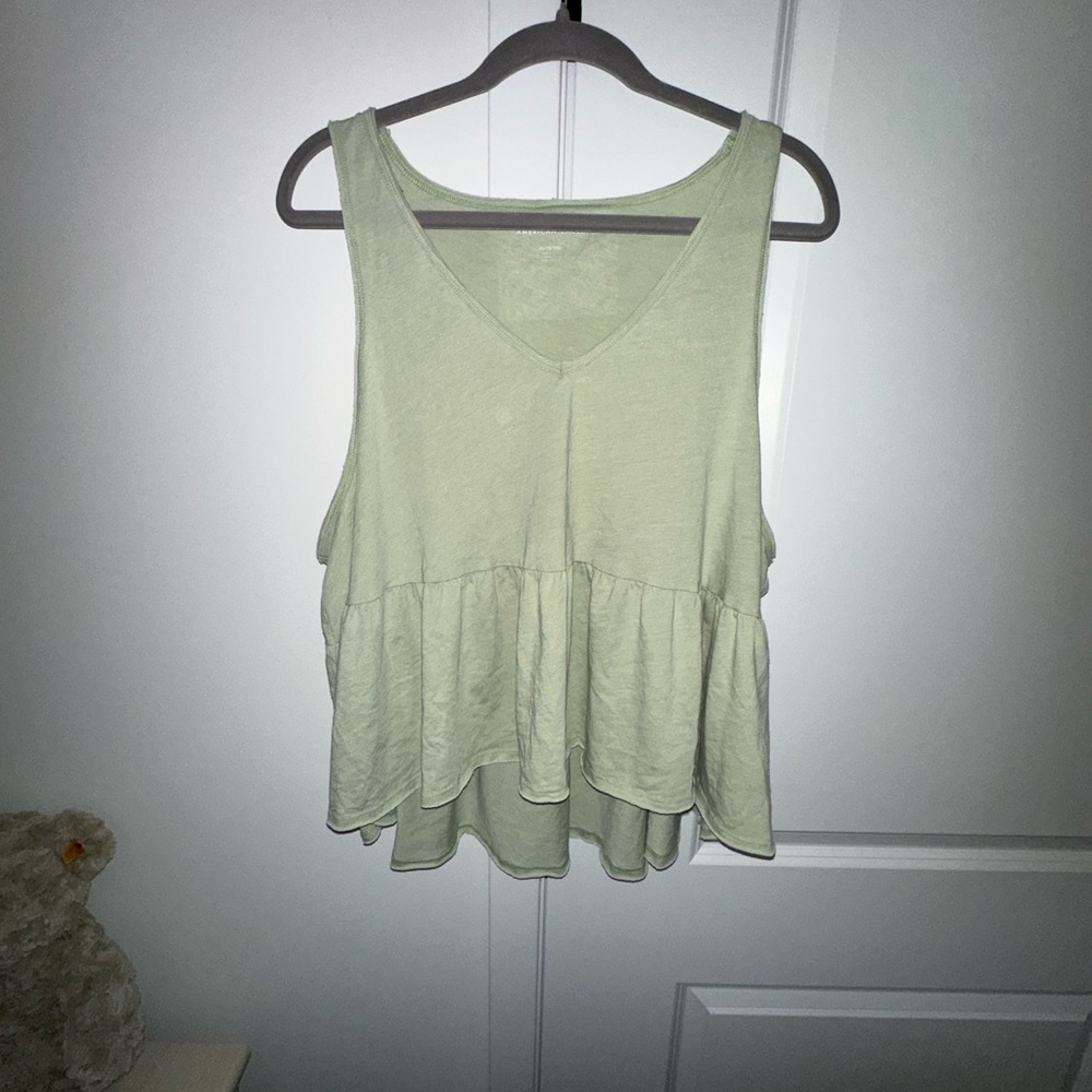 💚 American Eagle Sage Green Tiered Tank Top | Size XL - Picture 5 of 6